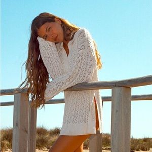 Zara Pointelle Polo Sweater